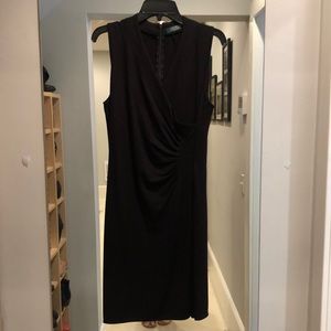 Black Petite size 8 Lauren Ralph Lauren ruched sleeveless dress.